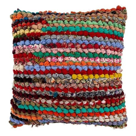 SARO LIFESTYLE SARO 7116.M18SC 18 in. Square Corded Chindi Throw Pillow Cover with Multi Colored Design 7116.M18SC